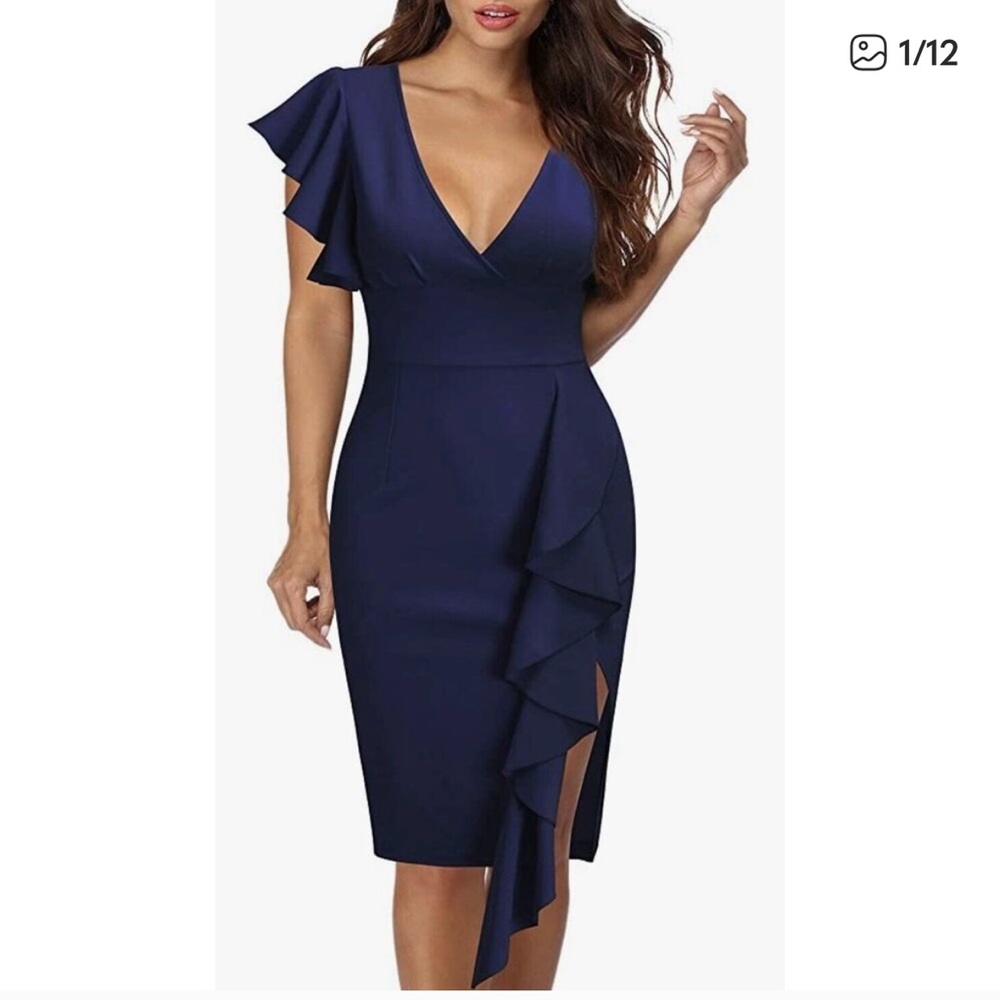 Knittee Navy Blue Dress Size L